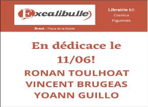 Dédicace de R. Toulhoat,V. Brugeas et Y. Guillo