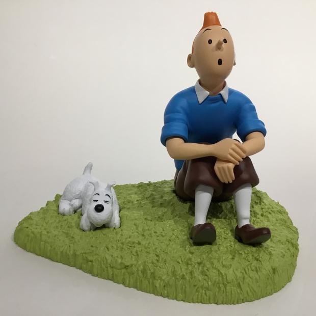 Tintin et Milou signé Hergé - Statuette 18 cm en résine