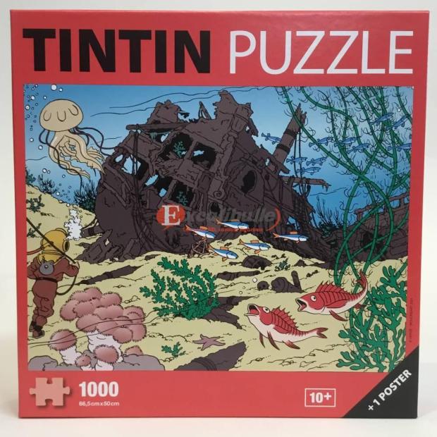 Puzzle, Tintin scaphandrier face à la Licorne des éditions Moulinsart